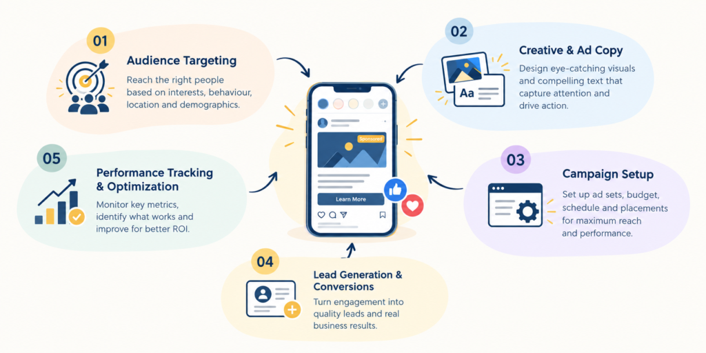 Meta Ads strategy for reaching relevant audiences, generating qualified leads, and promoting products